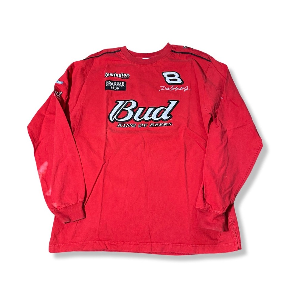 Chase Authentics Shirt Mens M Red Excellent Budweiser Dale Earnhardt Jr NASCAR